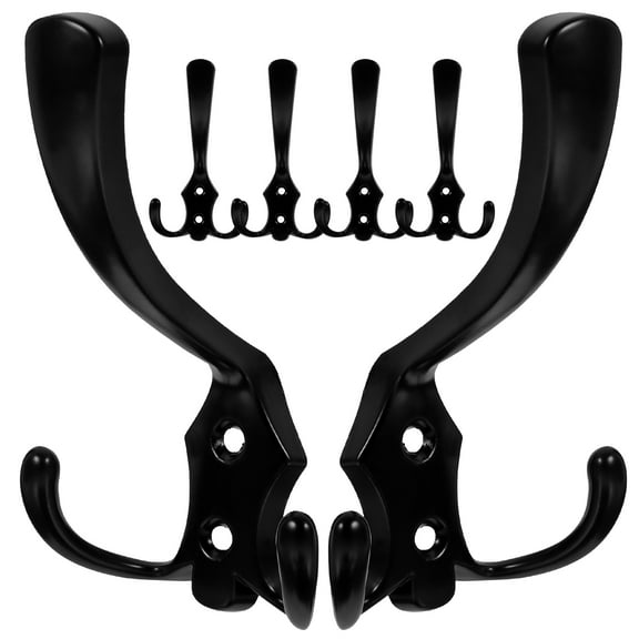 Hooks 6 Pcs Heavy Duty Wall Decor Hanger Decorative 3 Coat Hat Storage Unique Zinc Alloy
