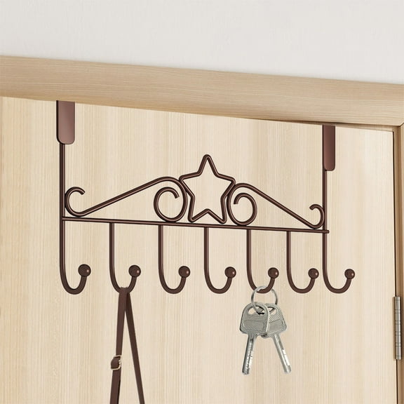Hooks Behind The Door Hanging Rack Shelves Door Back Type Hangers Need Not Hole Bedroom Behind The Hook Clothes Storage (Brown)
