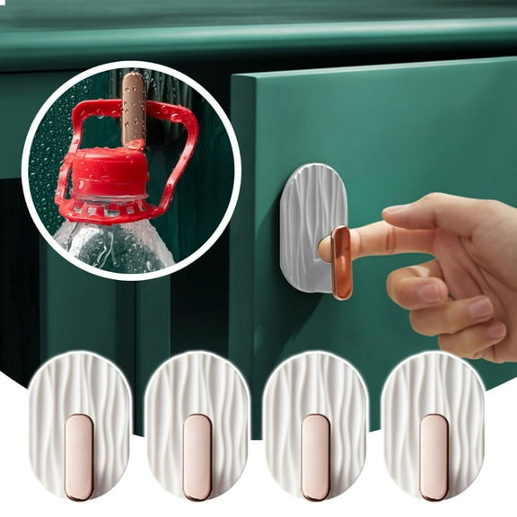 Hooks Clearance! 4X Hooks Decorative Wall Door Self Adhesive Hanger Hooks Heavy Duty for Hanging Coats Clothes Hat Keys Purse Kitchen Towels Hook Waterproof Shower Room Sticky Hooks 4Pcs