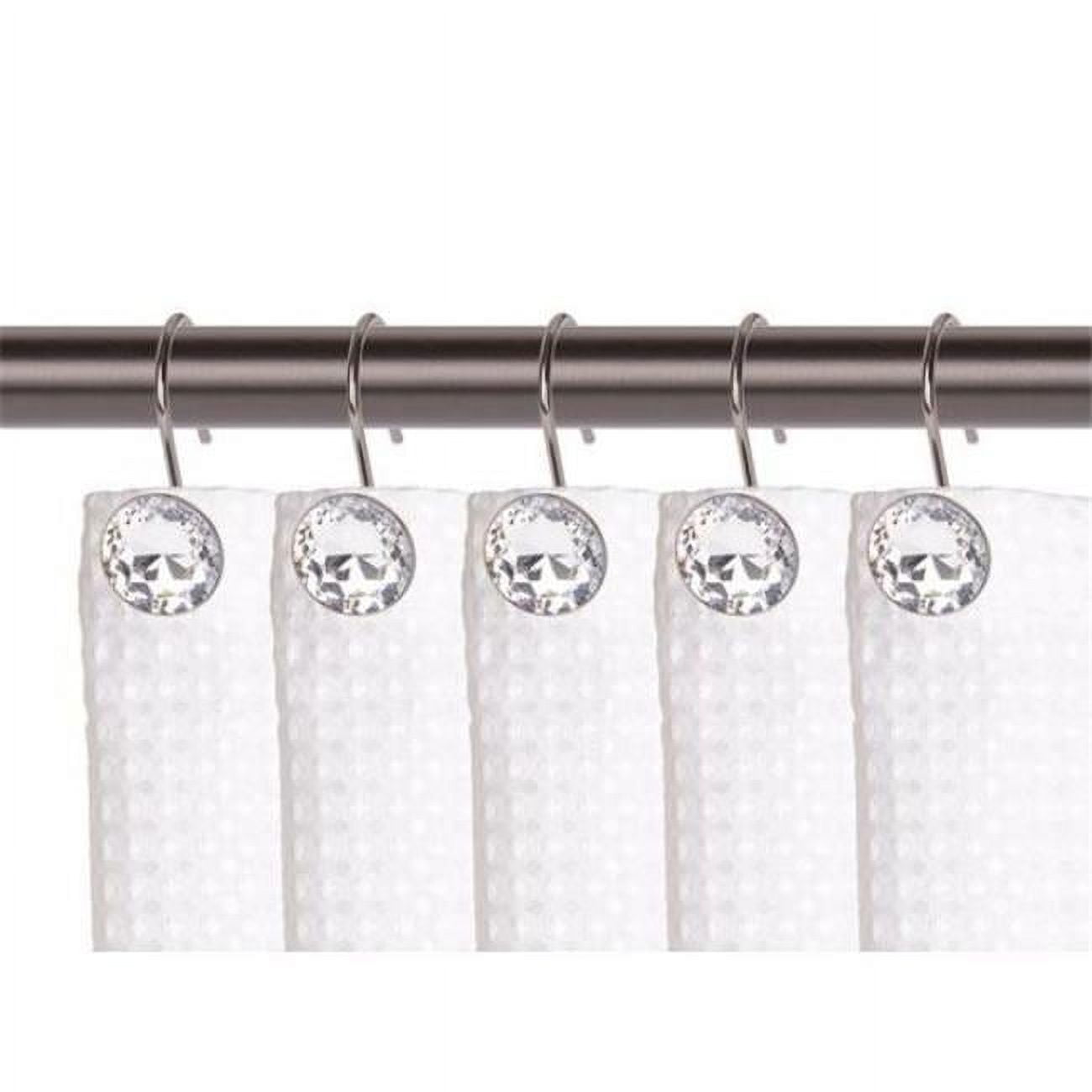 Oil Rubbed Bronze Crystal Shower Curtain Hooks Set of 12