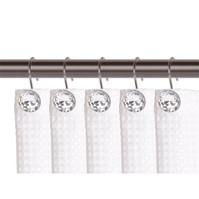 Oil Rubbed Bronze Crystal Shower Curtain Hooks Set of 12