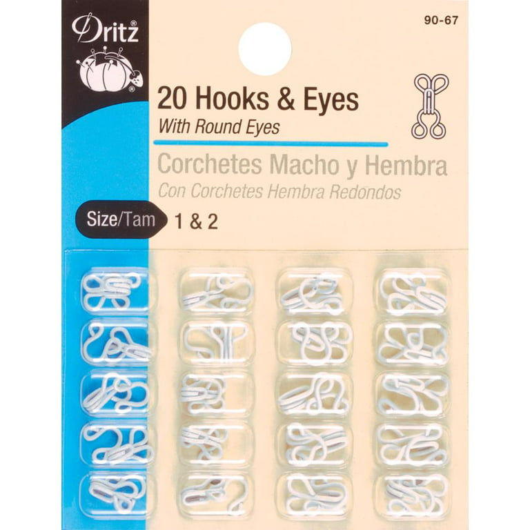 Hooks & Eyes Sizes 1 & 2 20/Pkg - White