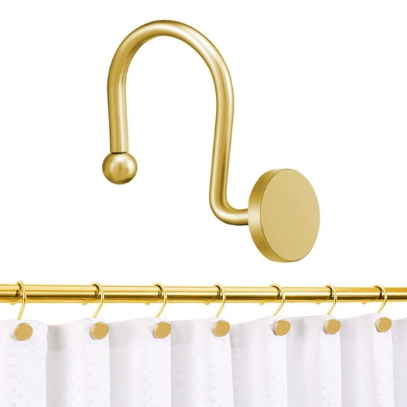 Hooks,Gold Shower Curtain Hooks Rustproof Shower Curtain Rings For Bathroom Metal Shower Hooks For Shower Curtain Rod Modern Decorative Shower Curtain Hangers Wall Hooks Command Hooks Adhesiv