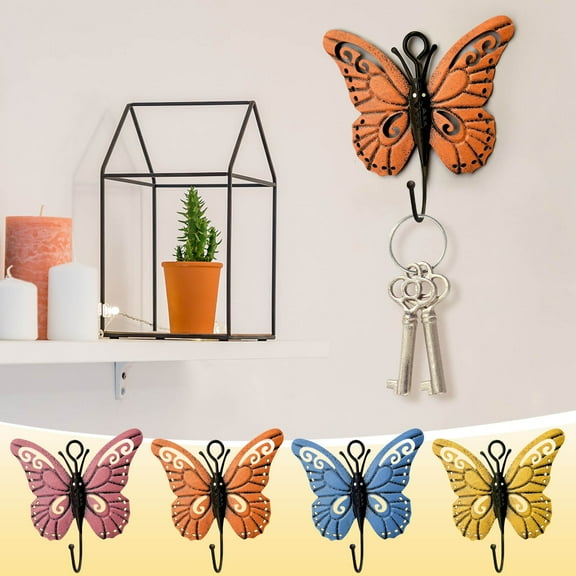 Rkxzt Coat Hooks Hook Decorative Wall Hook Flower Design Iron Wall Hanger Artistic Coat Hat Hook for Kitchen Entryway Bathroom Organization Blue iron