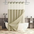 thumbnail image 1 of No Hooks Linen Textured Shower Curtain with Snap-in Fabric Liner Set,Beige Hotel Luxury Decor Shower Curtains for Bathroom with See Through Top Window,Water Resistant Fabric,72Wx75W,Cream, 1 of 6