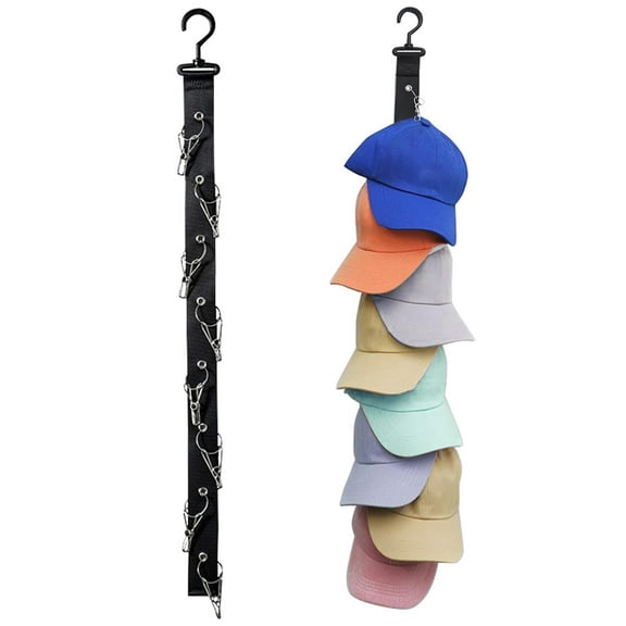 Hooks Organizer for Hats | Wall/Hanging Hat Rack for Baseball Caps Closet Cap Organizer Over The Door Cap Holder, 70cm, Black