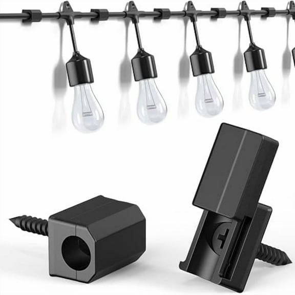 Hooks for Outdoor String Lights Clips, Christmas Light Clips Weatherproof, Lights Hanger Hooks for Hanging Christmas Light, Fairy Light, Cable, Holiday Decor - Black, 30 Pack