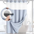 thumbnail image 1 of No Hooks Polyester Textured Shower Curtain with Snap-in Fabric Liner Set, Hotel Luxury Decor Shower Curtains for Bathroom with See Through Top Window, Waterproof & Washable, 71Wx75H,Blue, 1 of 7