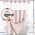thumbnail image 1 of No Hooks Polyester Textured Shower Curtain with Snap-in Fabric Liner Set, Hotel Luxury Decor Shower Curtains for Bathroom with See Through Top Window, Waterproof & Washable, 71Wx75H,Pink, 1 of 6