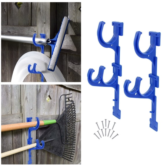 Hooks for Pool Accessory - 2PC Telescopic Rod Cleaning Hanger for Efficient Placement and Organization
