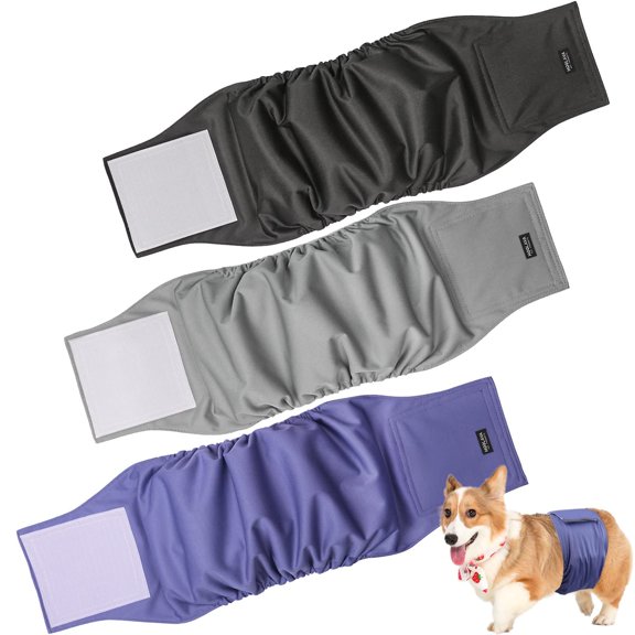 Hoolava Dog Diapers Male Puppies Belly Bands Reusable Wraps M
