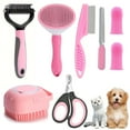 thumbnail image 1 of Hoolife Pet Grooming Brush Kit, 8 Pcs for Shedding & Matted Fur, with Flea Comb and Dog Bath Brush, Cat Dog Brush Grooming Kits, Pink, 1 of 8