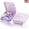 thumbnail image 1 of Hoolife Small Pill Case, Travel Pill Box, Portable Pill Container for Purse or Pocket, Daily Medicine Organizer, Purple, 1 of 10