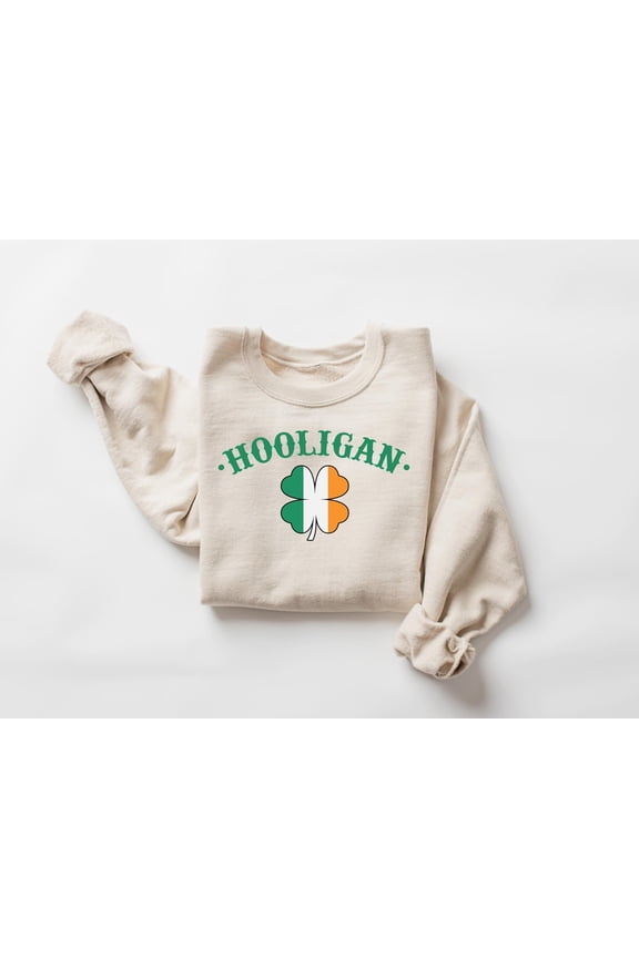 Hooligan Sweatshirt, Irish Flag Sweatshirt, Retro St Patrick's Day Shirt, Vintage Irish Sweatshirt, St Patrick's Day, four leaf clover shirt, F5834 All Size S-5Xl