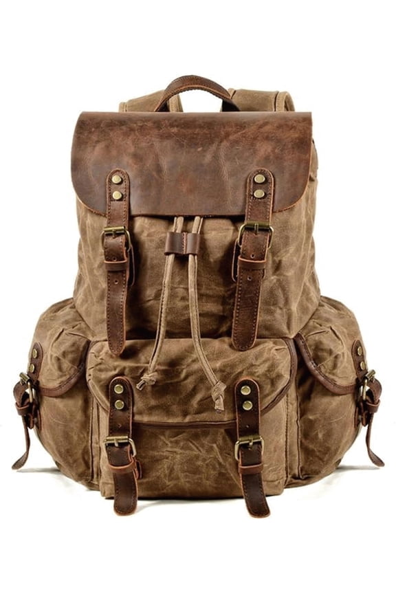 Haversacks,Backpack for Men, Waxed Canvas Shoulder Rucksack Carry-On Travel Backpack