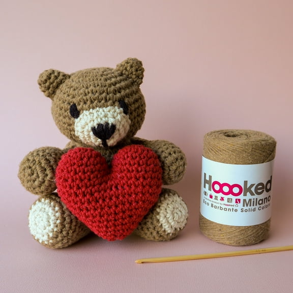 Hoooked Amigurumi DIY Kit W/Eco Barbante Yarn-Teddy Bear Valentine