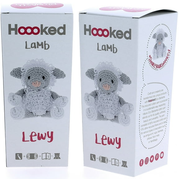 Hoooked Lamb Lewy Yarn Kit W/Eco Barbante Yarn 2/Pk-White & Gray