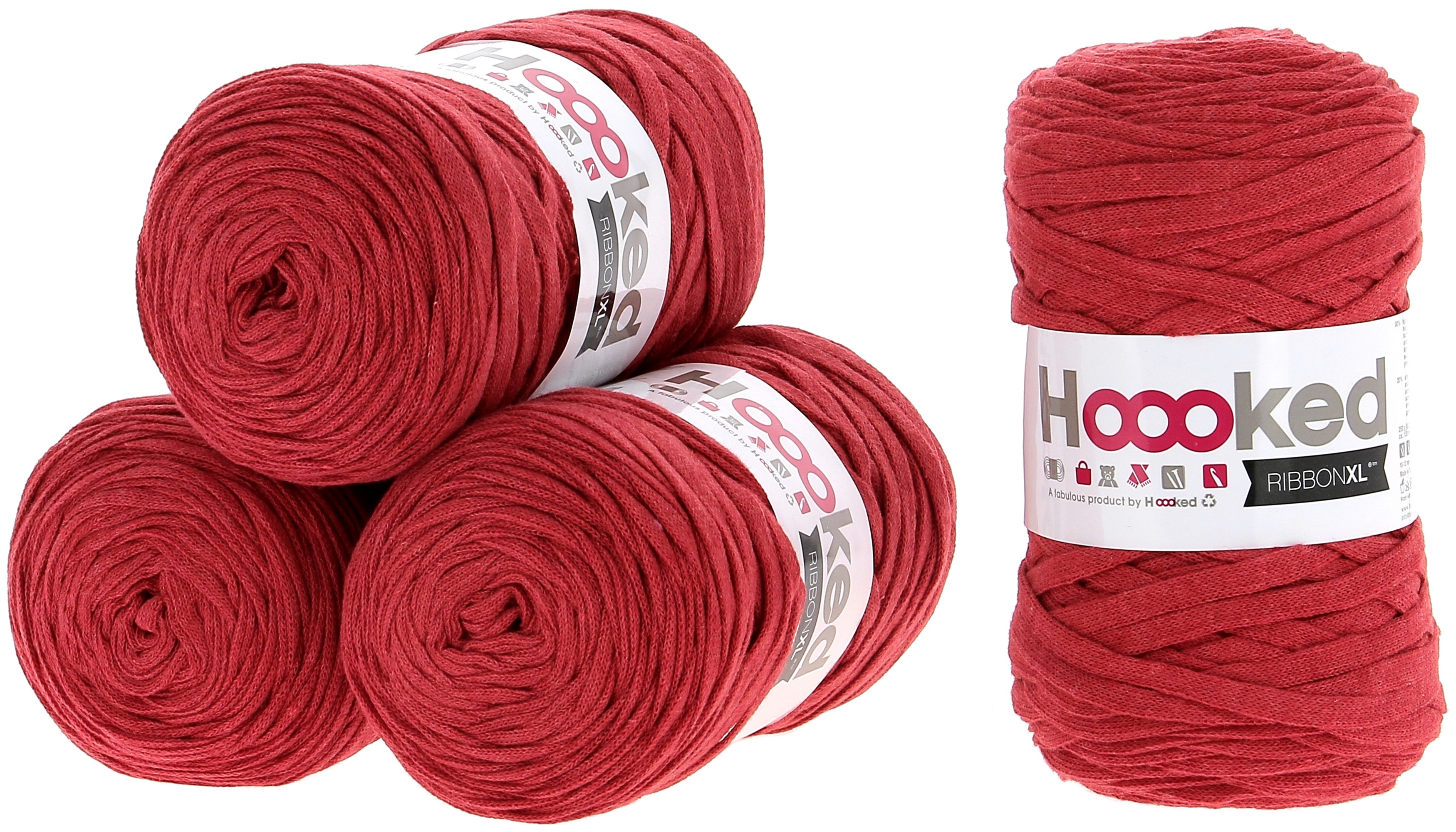 Hoooked Ribbon XL Yarn 4/PkLipstick Red