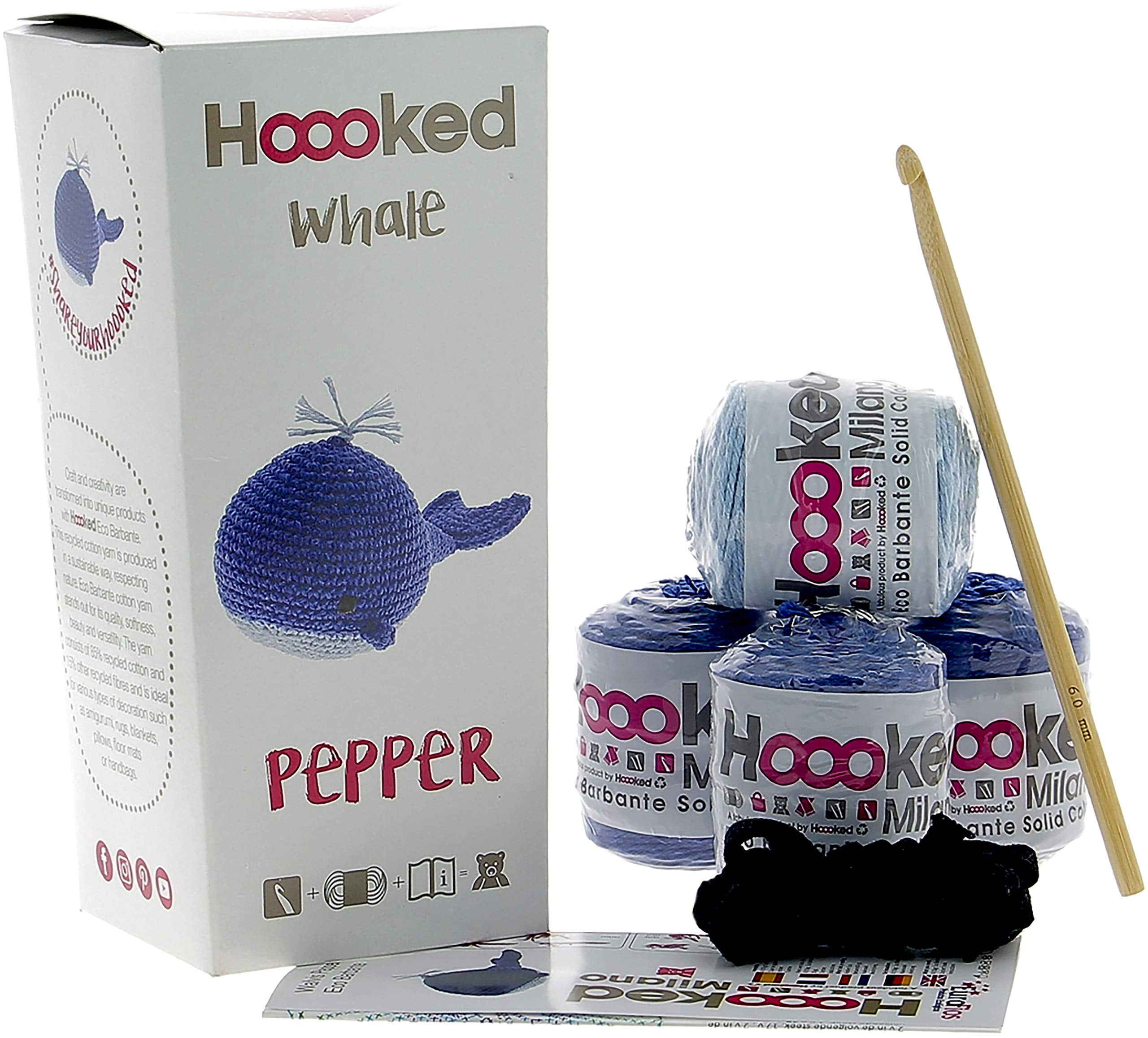 Hoooked Whale Pepper Yarn Kit W/Eco Barbante Yarn-