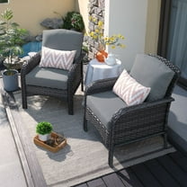Hooowooo 2 Pieces Wicker Outdoor Patio Furniture High Back Rattan Conversation Set All Weather Patio Chair Set with Cushions for Balcony, Dark Gray