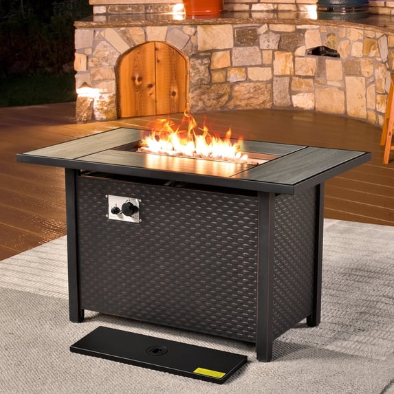 XIZZI 42" Propane Gas Fire Pit Table 50,000 BTU Outdoor Stainless Steel Metal Fire Pit with Dust Cover