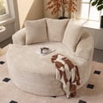 thumbnail image 1 of XIZZI 58.26" Round Chaise Lounge Chair, Oversized Upholstered Sleeper Sofa Bed with Plush Corduroy, Sturdy Sprung Support,Cloud Couch for Living Room Bedroom, Black, 1 of 9