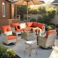 thumbnail image 1 of XIZZI 8 Pieces Wicker Patio Furniture with Swivel Rocking Chair Rattan Outdoor Conversation Set Patio Sectionals Set with Glowing Coffee Table for Porch, Orange Red, 1 of 10