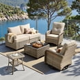 thumbnail image 1 of XIZZI Outdoor Patio Furniture Sets, 6 Pieces Outdoor Sectional wicker patio furniture with Coffee Table and Swivel Chairs, All-Weather Conversation set for Porch, Beige, 1 of 12