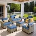 thumbnail image 1 of XIZZI Wicker Patio Furniture 7 Pieces Rattan Outdoor Conversation Set All Weather Modular Sectional Sofa Patio Chair Set with Cushion Ottoman for Porch, Diamond Blue, 1 of 9