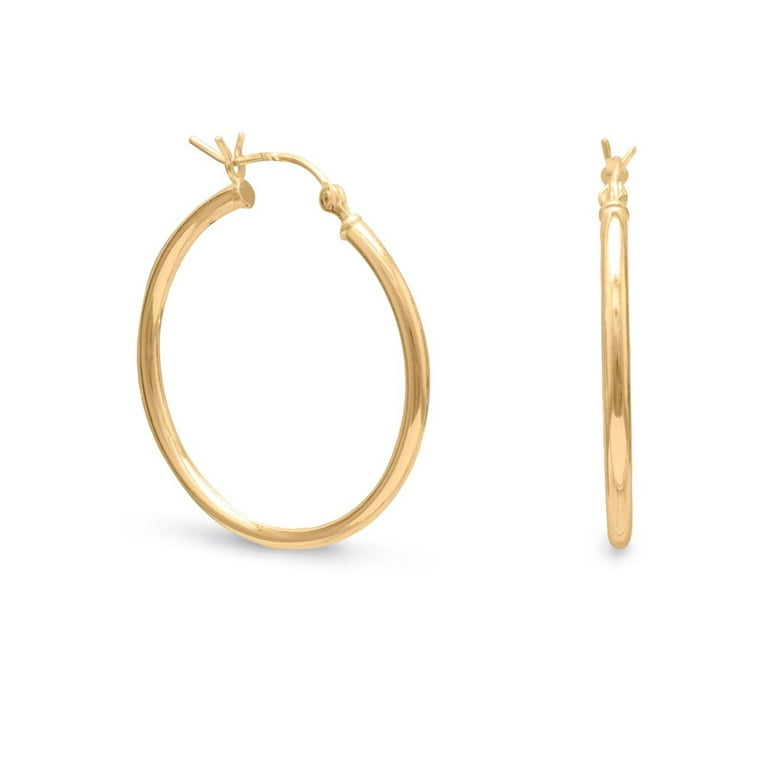 Hoop Earrings 3mm x 18mm 14k Yellow Gold-plated Sterling Silver Hoop Earrings 3mm x 18mm 14k Yellow Gold-plated Sterling Silver