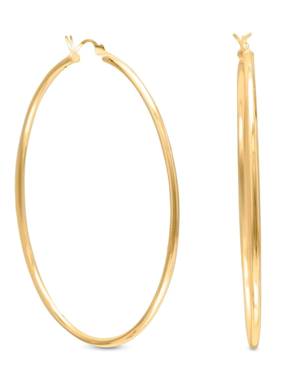 Hoop Earrings 2mm x 60mm 14k Yellow Gold-plated Sterling Silver Hoop Earrings 2mm x 60mm 14k Yellow Gold-plated Sterling Silver