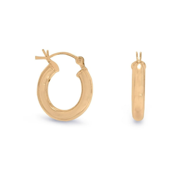 Hoop Earrings 3mm x 20mm 14k Yellow Gold-plated Sterling Silver Hoop Earrings 3mm x 20mm 14k Yellow Gold-plated Sterling Silver