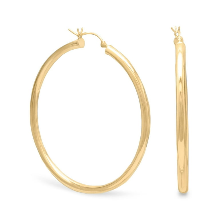 Hoop Earrings 3mm x 18mm 14k Yellow Gold-plated Sterling Silver Hoop Earrings 3mm x 18mm 14k Yellow Gold-plated Sterling Silver