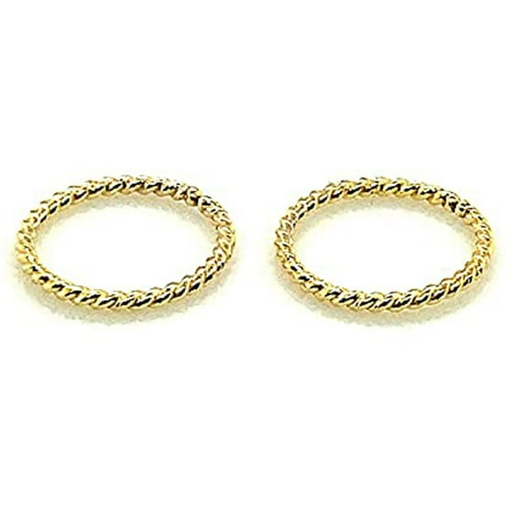 Hoop Earrings Cartilage Nose Septum Ear Helix Tragus Piercing Jewelry for Women Hypoallergenic Thin Tiny (10mm | THICK - 18 gauge, 14K Yellow Gold Filled | Twisted Wire)