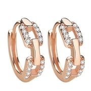 LLQKIGSXSE Hoop Earrings with Charms Gold Plated Sterling Silver Post Pave Cubic Zirconia Huggie Hoop Earrings For Women Small Fresh Earrings Women's Diamond Women Erring