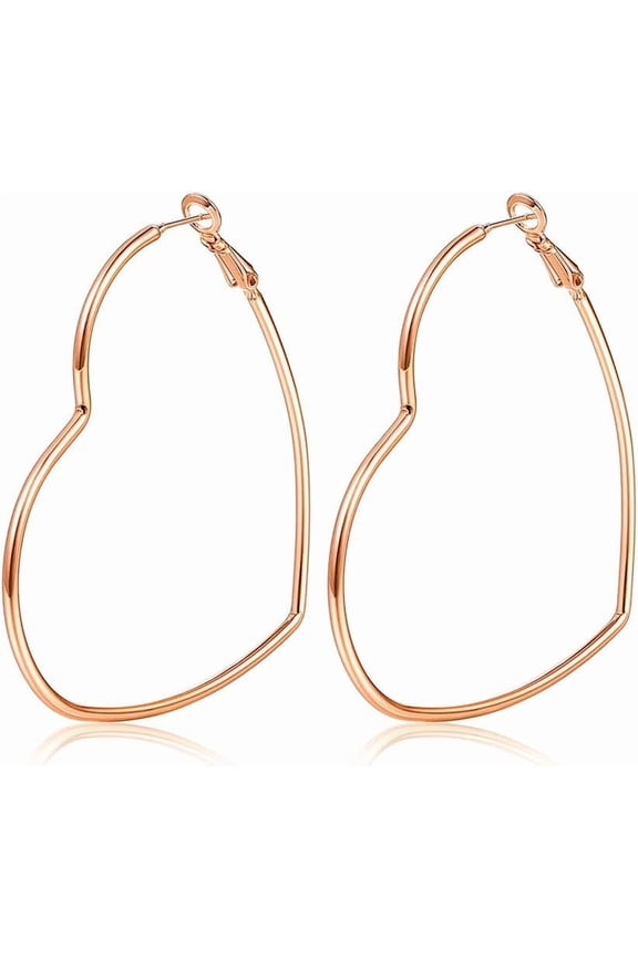 Hoop Earrings, Fashion Jewelry Statement Large Geometric Heart Hoop Earrings for Women Gift