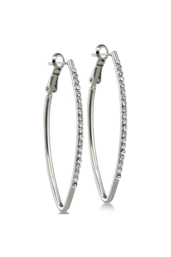 Hoop Earrings Made with Swarovski crystals, Best Point Silver Hoops for Women, Drop Dangle Dangling Earrings for Ladies, MSRP $135