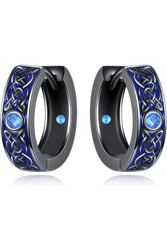 Hoop Earrings Men 925 Sterling Silver Celtic Hoop Earring Irish Jewelry Gift for Men Women