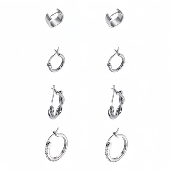 Hoop Earrings Set for Women, 4 Pairs Small Hoop Earrings with Copper , Hypoallergenic Lightweight Huggie Earrings Jewelry Gift