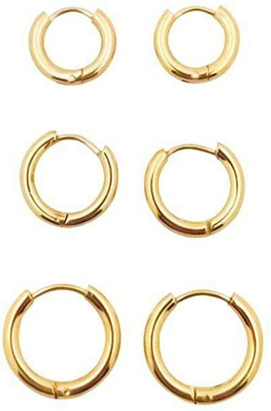 Craftysoul Gold Pierced Earrings men boys boyfriend Alloy Hoop Stud Earring