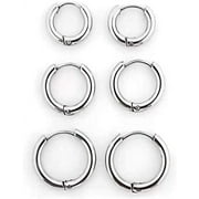 HYDTMSL Hoop Earrings Surgical Stainless Steel Hoop Earrings 8mm 10mm 12mm Cartilage Helix Sleeper Earring for Men Women Girls Boys