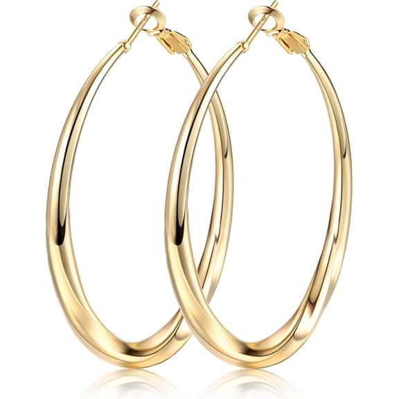 Hoop Earrings Top For Women 925 Sterling Silver Post Hypoallergenic 14K Gold Precision-Plated Extensive Hollow Tube Hoops Silver Gold Big Hoop Earrings 40/50/60mm[p741]