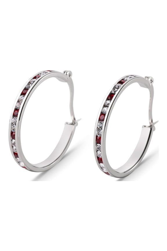 Hoop Earrings for Women, 14K Gold or Rhodium plated, Crystal, 1" Circle Hoop