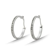 MUSES ART DESIGN Hoop Earrings for Women, 14K Gold or Rhodium plated, Crystal, 1" Circle Hoop