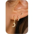thumbnail image 1 of Hoop Earrings for Women-14k Gold-plated Moon Star Butterfly Heart Clover Snake Tiny Stud Huggie Hoop Dainty Stack Earrings Set for Women, 1 of 10