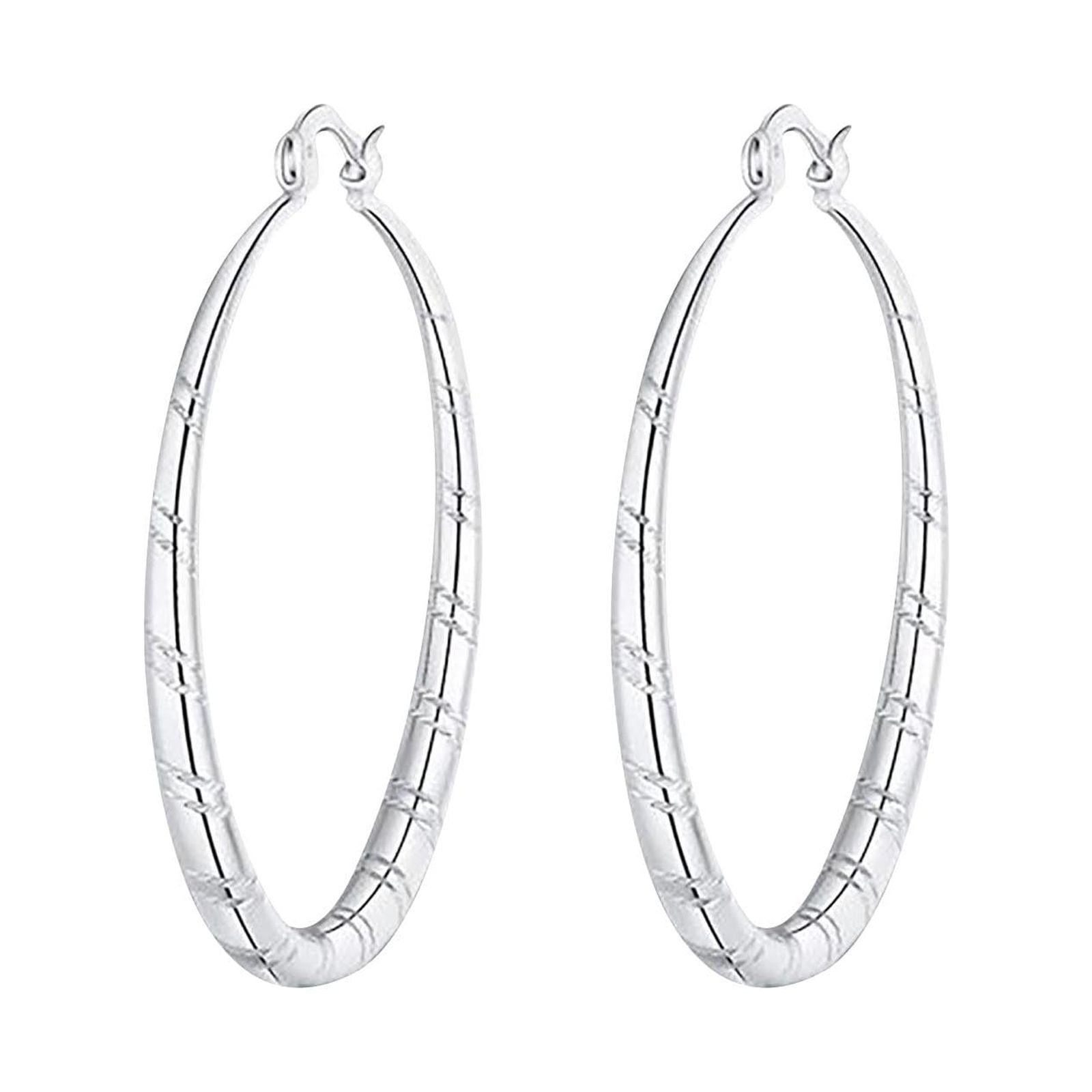 FORAGING DIMPLE Hoop Earrings for Women 925 Sterling Silver Large Earrings Lightweight Earrings Jewelry Gift