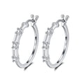 thumbnail image 1 of Hoop Earrings for Women Cz Baguette Cut Round  Sterling Silver Ginger Lyne Collection, 1 of 6