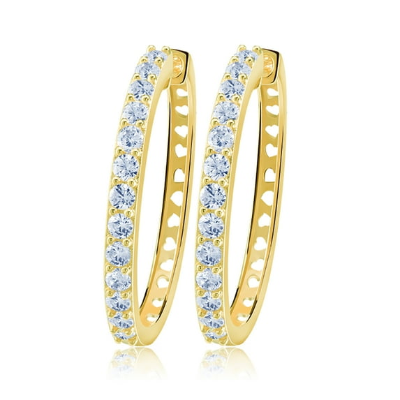 Hoop Earrings for Women Gold Plated Clear Cubic Zirconia Ginger Lyne Collection
