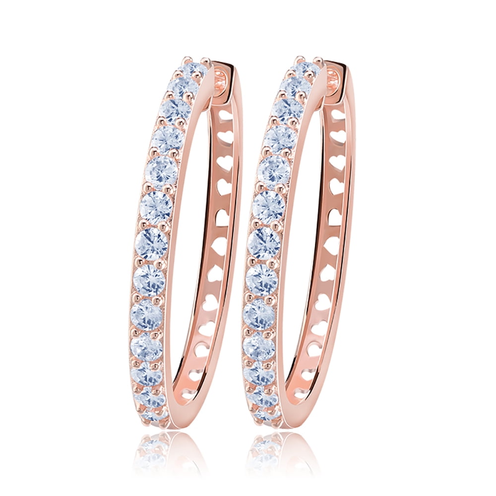 Hoop Earrings for Women Gold Plated Clear Cubic Zirconia Ginger Lyne Collection