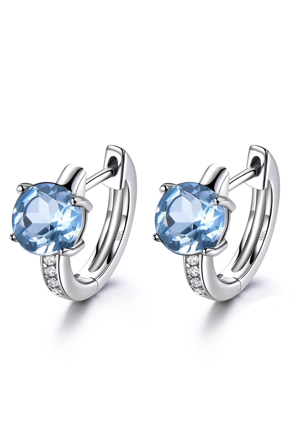 Huggie Style Hoop Earrings for Women Blue Topaz Sterling Silver Ginger Lyne Collection